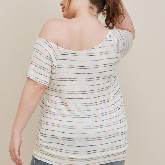Torrid Off-Shoulder Unbrushed Hacci Striped Top Size 2X - Picture 3 of 8